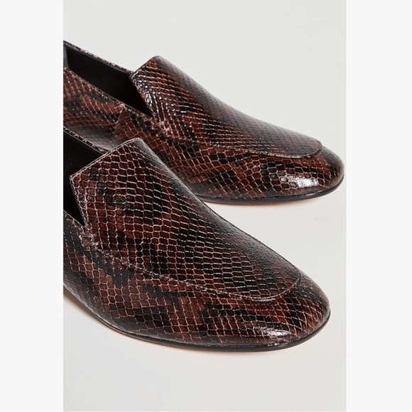 Vince Fauna leather Chocolate Brown Snakeskin Loafers NEW - Picture 5 of 7